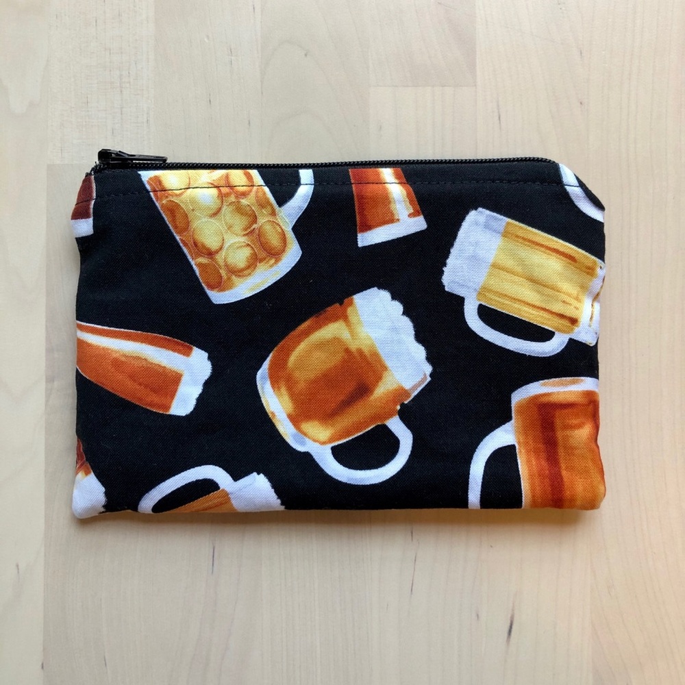 Handmade Cotton Beer Money Zipper Pouch Bag